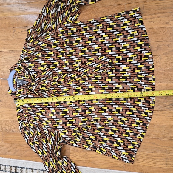 WORTHINGTON WOMENS PETITE PLUS BROWN & YELLOW SYMMETRICAL BLOUSE SIZE PXXL - Picture 12 of 16